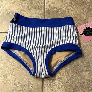 Kandi Kouture Striped Blue/White Dance Briefs Bottoms sz CXL NEW